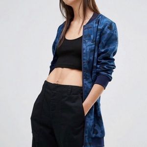 Unisex Liquor N Poker Size 10 Blue Denim Camouflage Zip Up Bomber Jacket Small